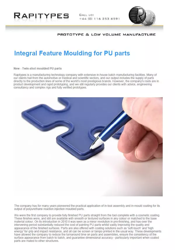 Integral Feature Moulding for PU parts